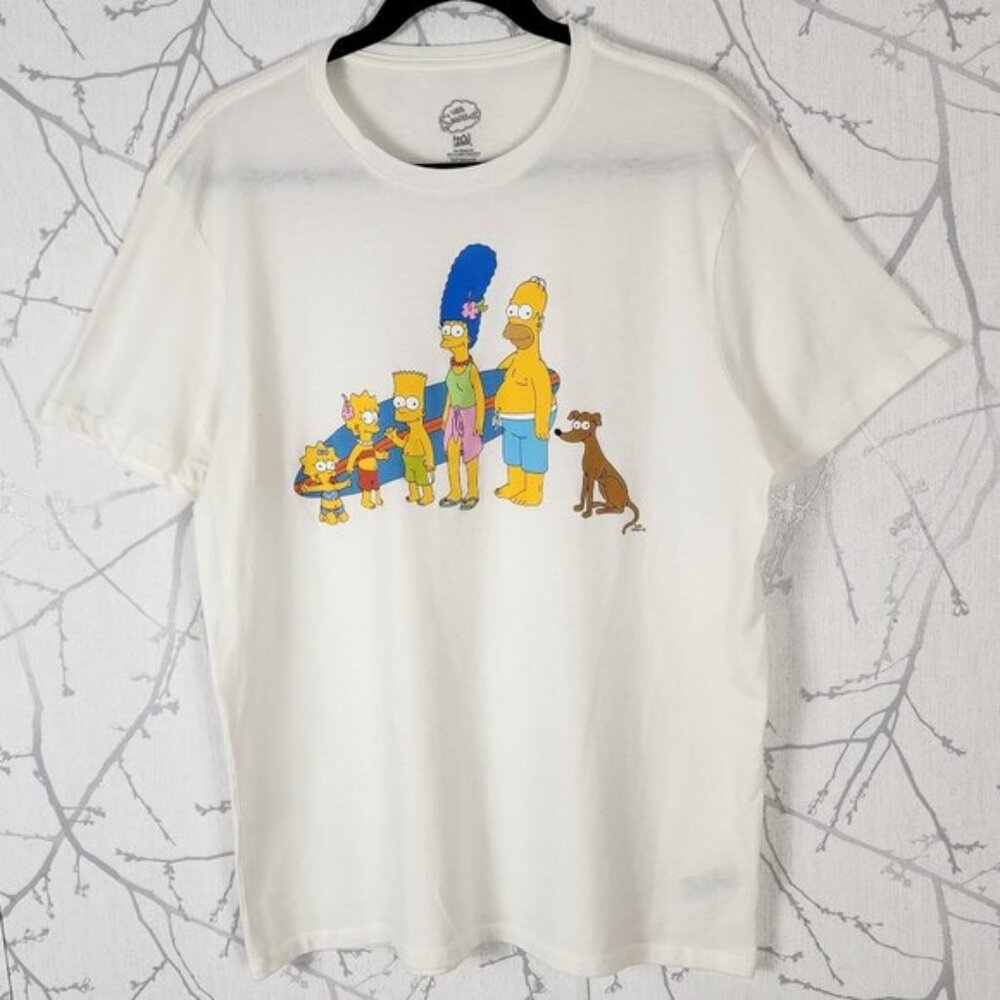 The Simpsons White Cotton Blend Crewneck Graphic T-Shirt